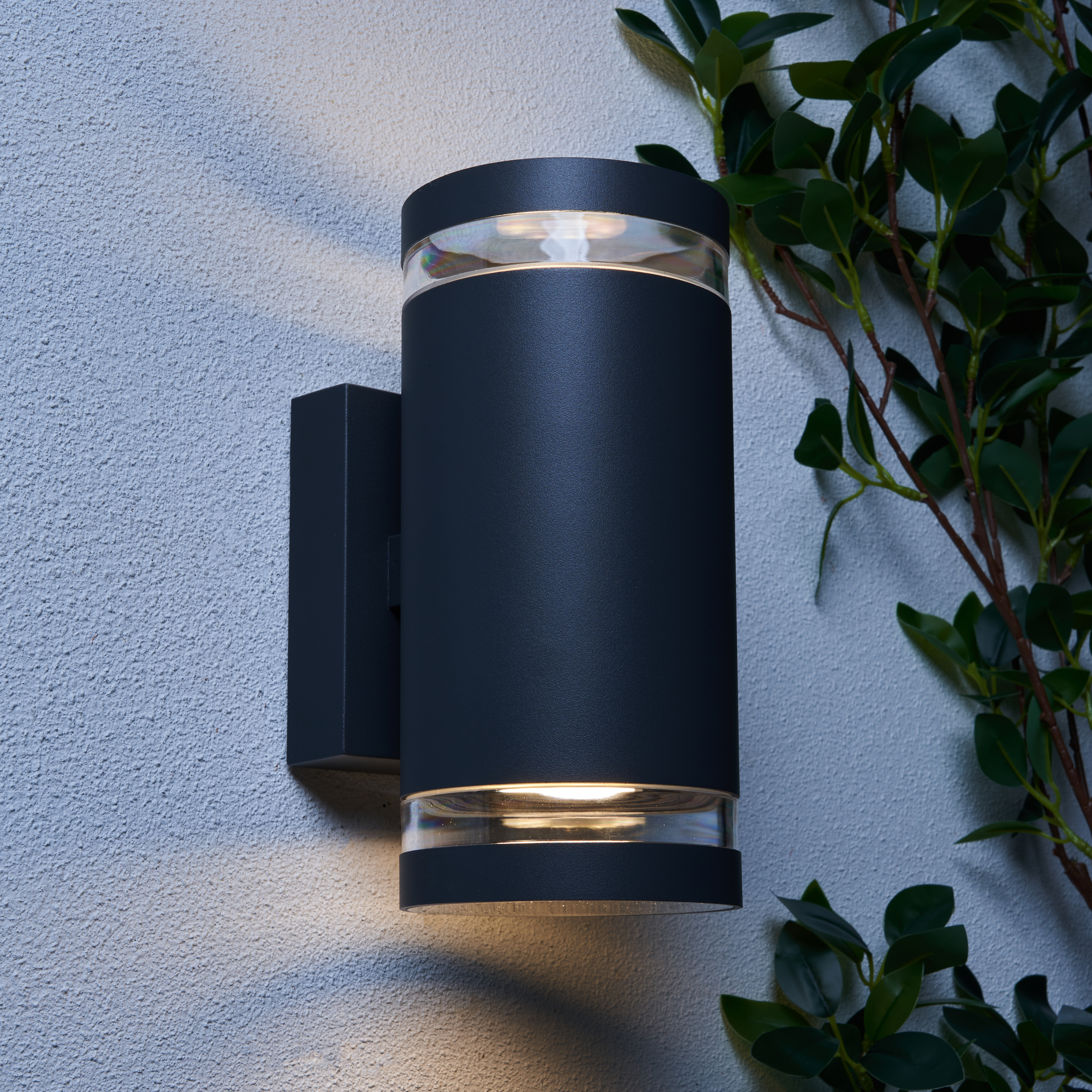 Lens 2 Light Outdoor Up and Down Wall Light Anthracite